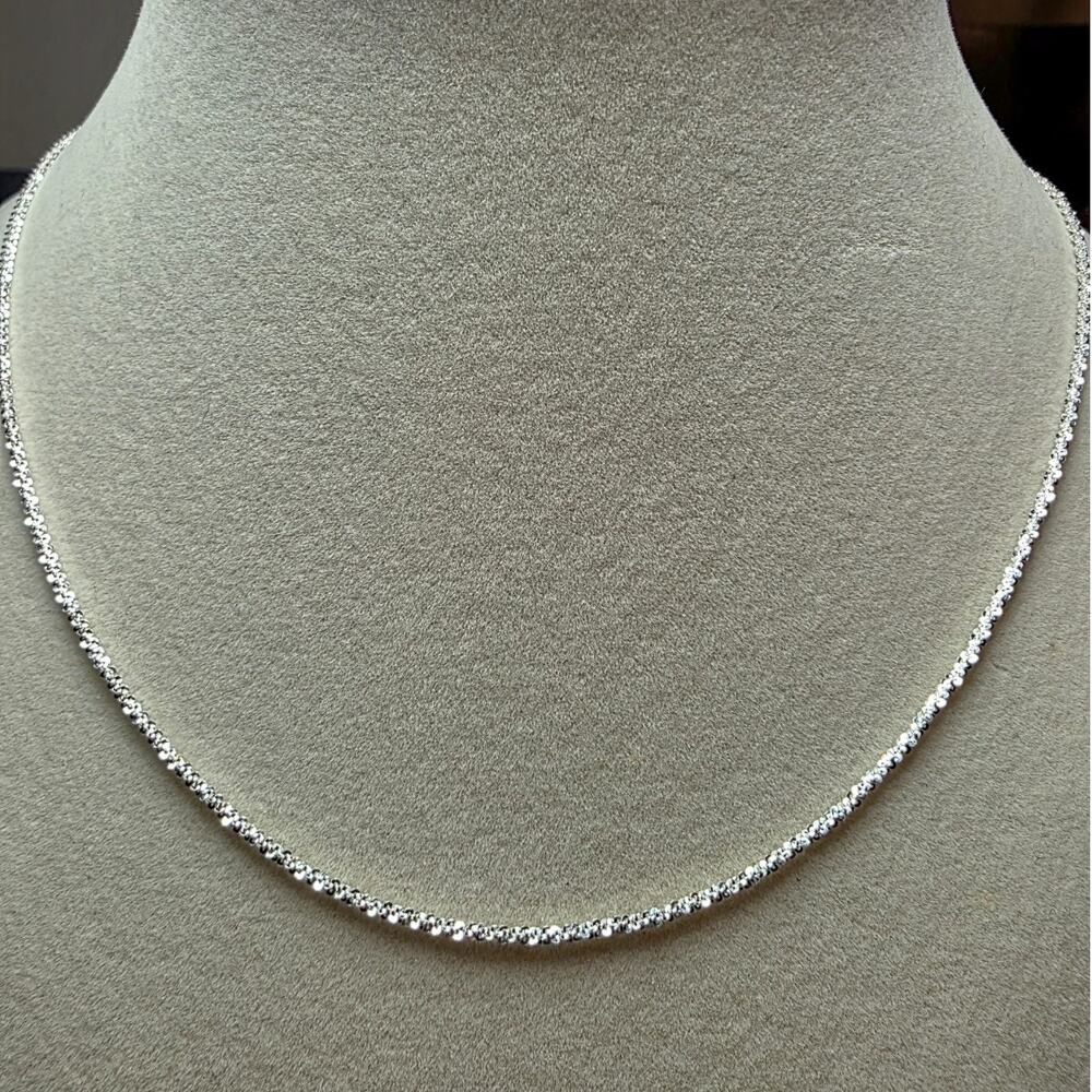 18" Twisted Rock Chain 1.6mm Solid 925 Sterling Silver Unisex